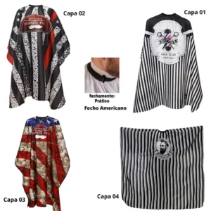 Capa De Corte Adulto Barbeiro Nylon/Cetim Estampada