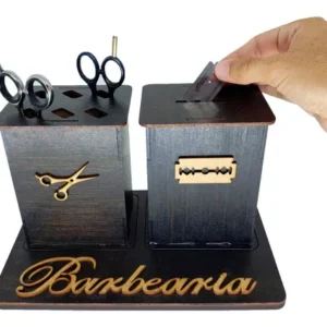 Kit Duplo - Descarte De Lâmina + Suporte De Tesouras Em Mdf