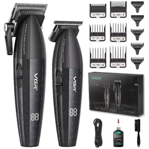 Combo De Máquinas De Cortar Cabelo + Acabamento Vgr V-640