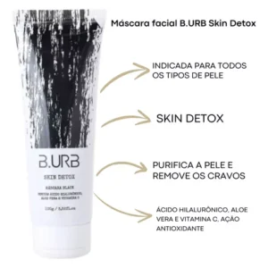 SKIN DETOX - MáSCARA FACIAL BLACK COM ÁCIDO HIALURôNICO 100G BARBA URBANA B.URB
