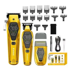 Kit Maquinas Kemei Corte + Acabamento + Shaver km 8551